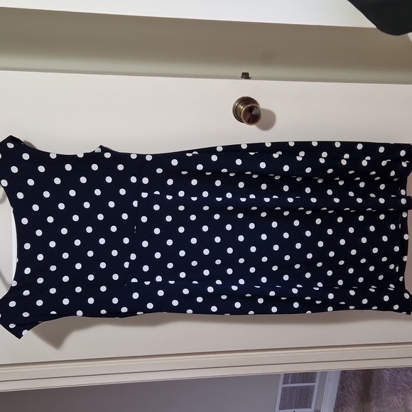 Navy blue and white polka dot midi dress - Picture 4 of 6
